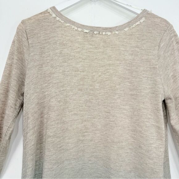 Miss Me Tan Gray Ombré V Neck Lace Trim Rhinestone Jersey Stretch Cardigan NEW - Picture 12 of 16